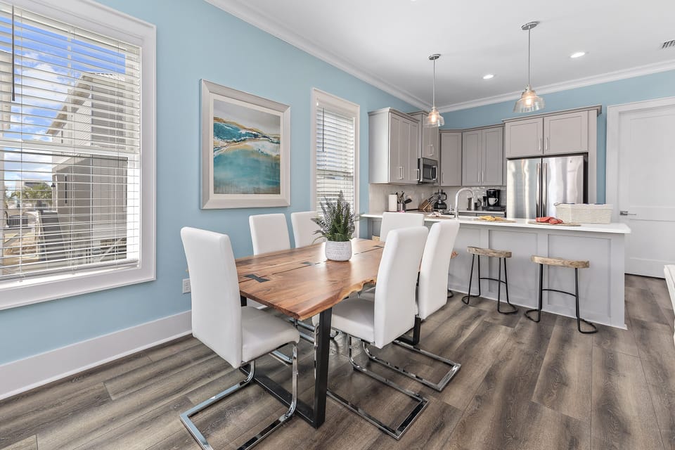 Families can play board games, cards or just sip wine at the dining room table
