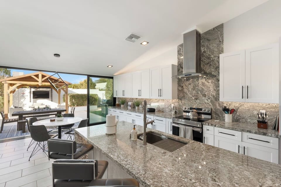 Open layout with views to the patio.

