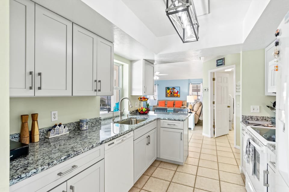 There is plenty of counter space available in the kitchen
