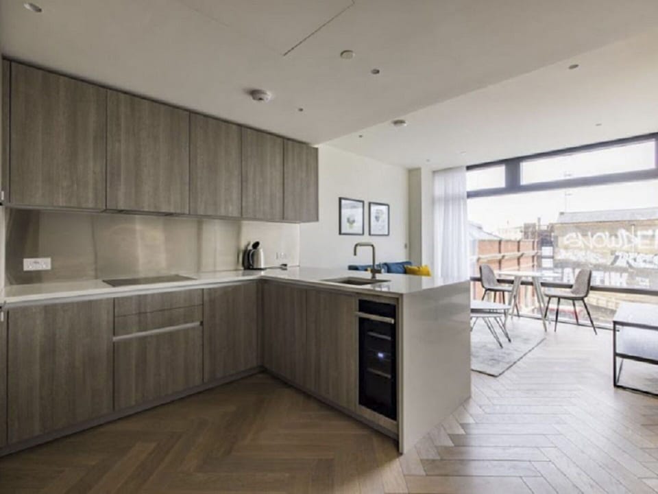 Cabinetry, Furniture, Countertop, Sink, Building, Wood, Kitchen, Tap, House, Interior Design
