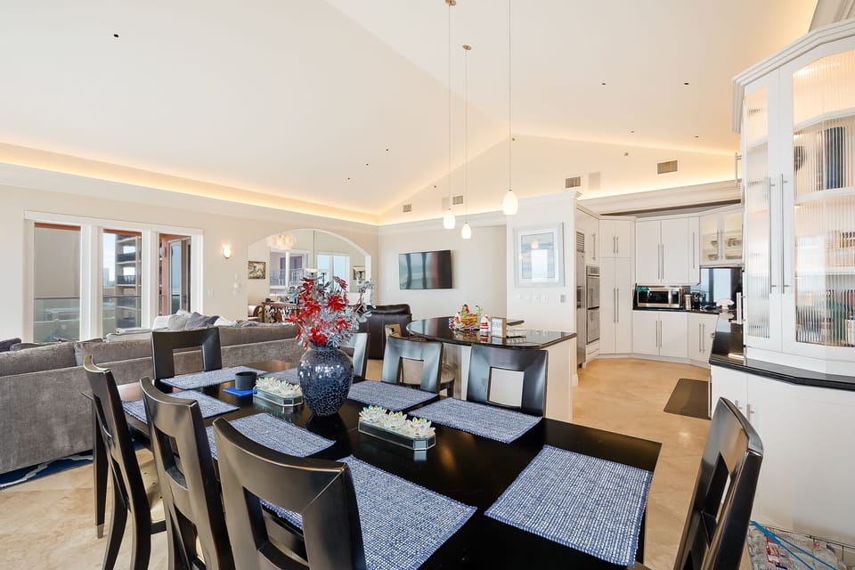Dining table with seating for 8.