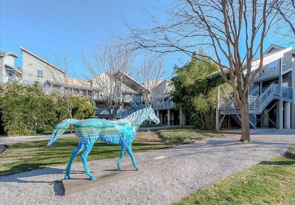 Public art by local artists in the courtyard.