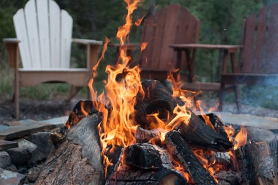Bonfire pit out back.  Not available in winter due to deep snow. 