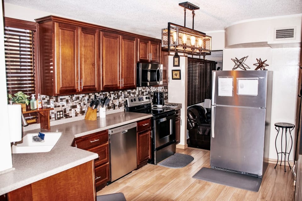 Modern, sleek kitchen fully equipped with everything you'll need.