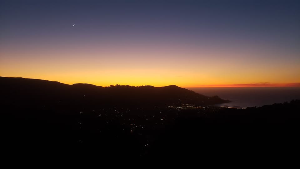 Backyard view at dusk. 