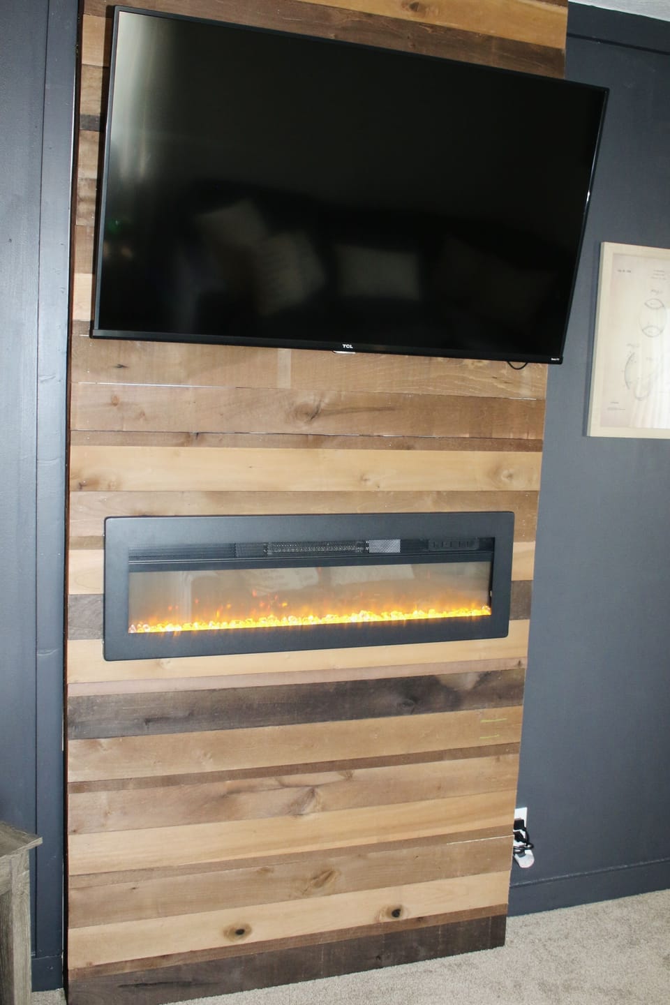 Family Room TV & Electric Fireplace - color changing
