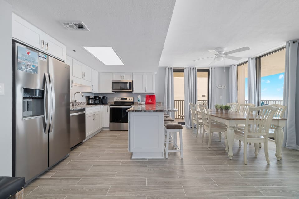 Open floor plan with beach views