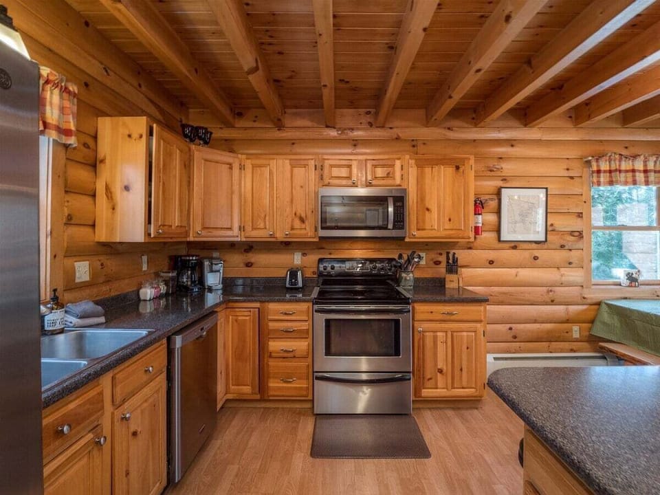 Kitchen area with seating