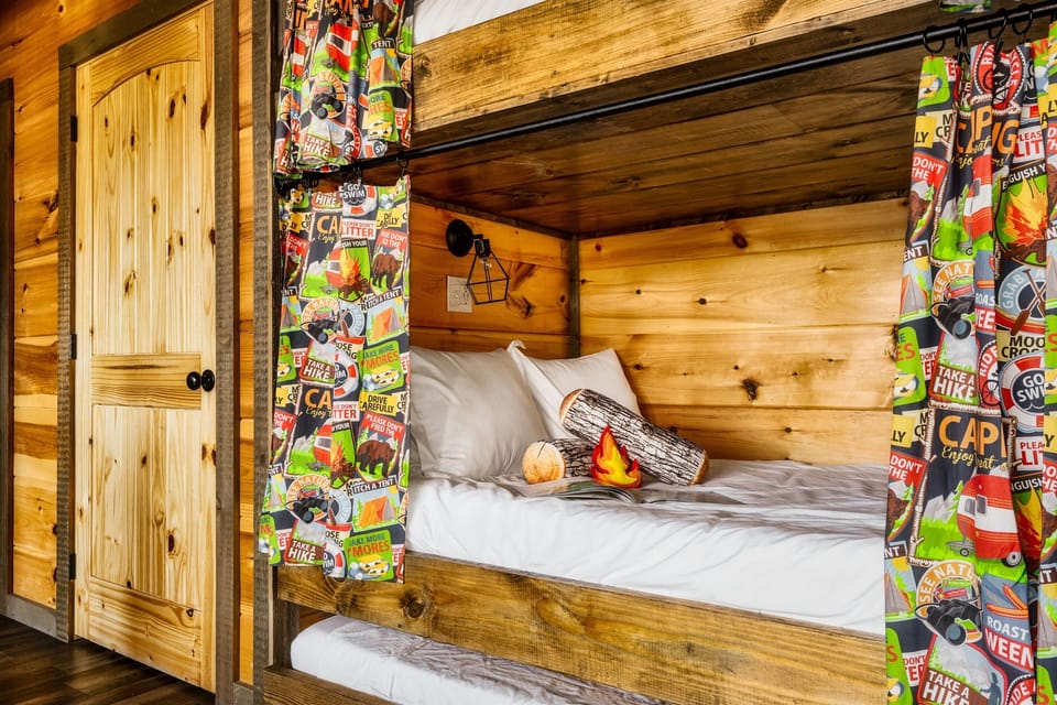 Plenty of space for the kids on this full-over-full custom bunk with full trundle.