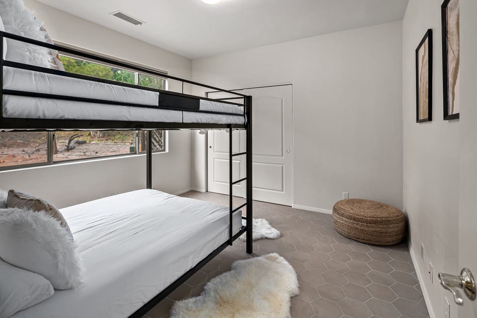 Bedroom 3: 2 Queen beds set up as a bunk, a calming retreat with beautiful design.