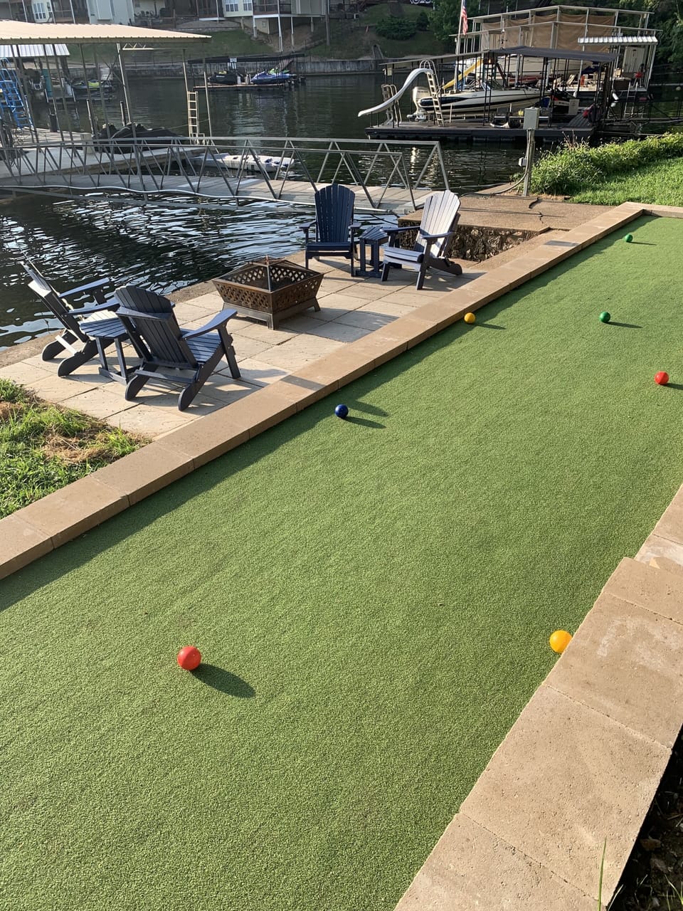 New Bocce Ball court with fire pit and professional lighting - fun for all ages