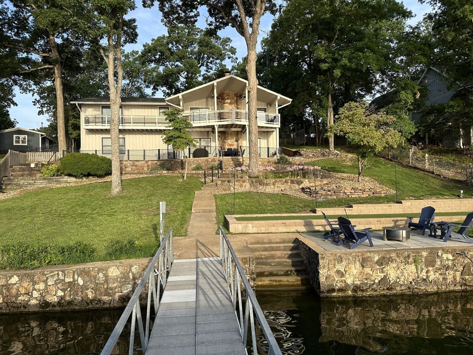 Huge private yard with bocce court and firepit area - all professionally lit
