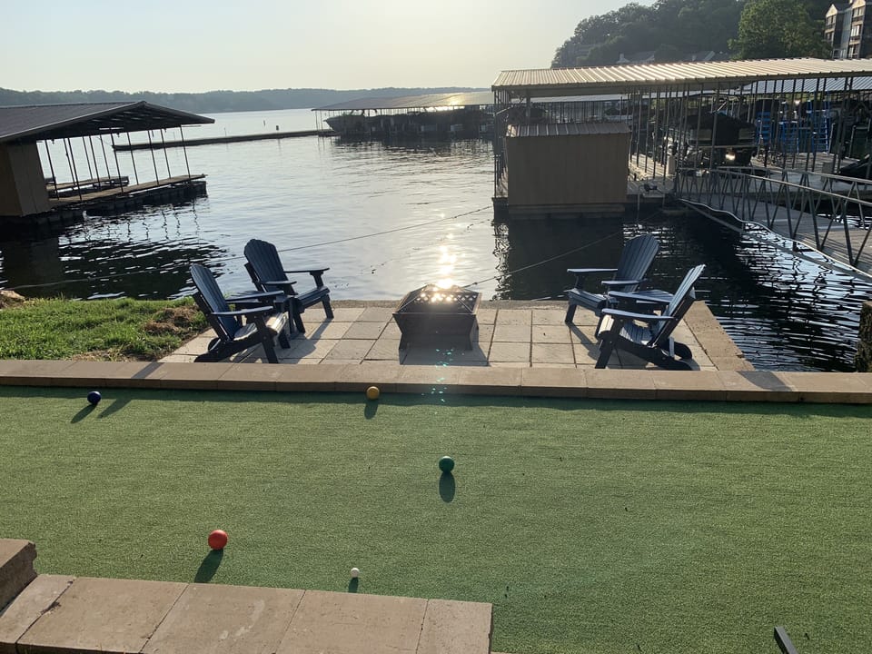 New Bocce Ball Court with Fire Pit and Professional Lighting