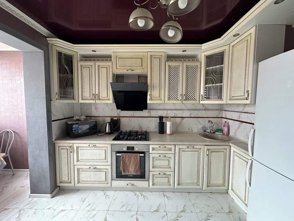 Classic Apartment | Private kitchen | Full-size fridge, microwave, oven, stovetop