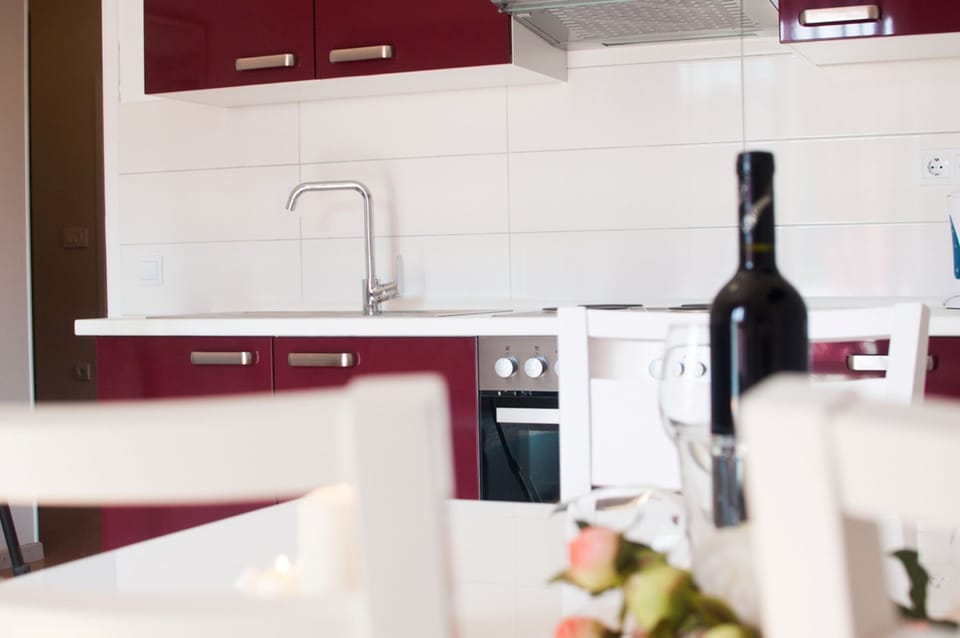 Apartment | Private kitchen | Fridge, microwave, oven, stovetop