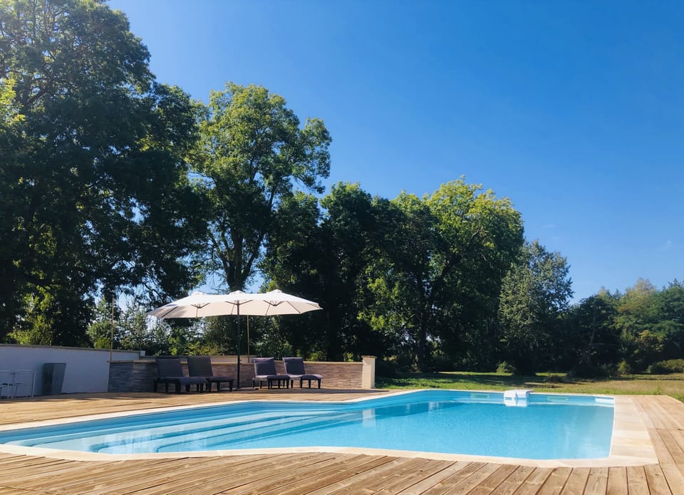 Calm and serenity at the pool in the morning
