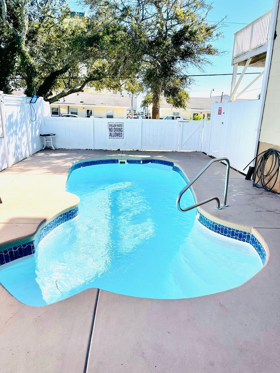 Large Salt water pool and fenced in backyard area