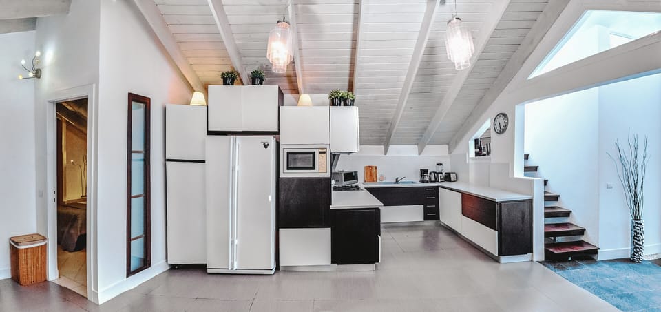 Deluxe Apartment | Private kitchen | Fridge, microwave, stovetop, coffee/tea maker