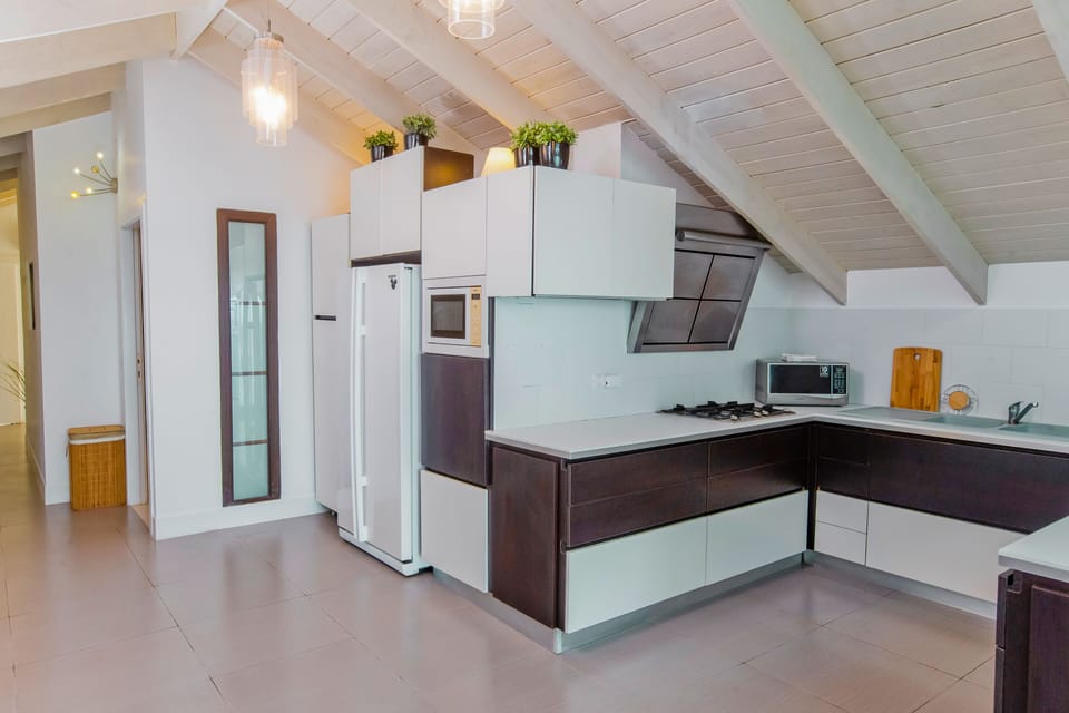 Deluxe Apartment | Private kitchen | Fridge, microwave, stovetop, coffee/tea maker