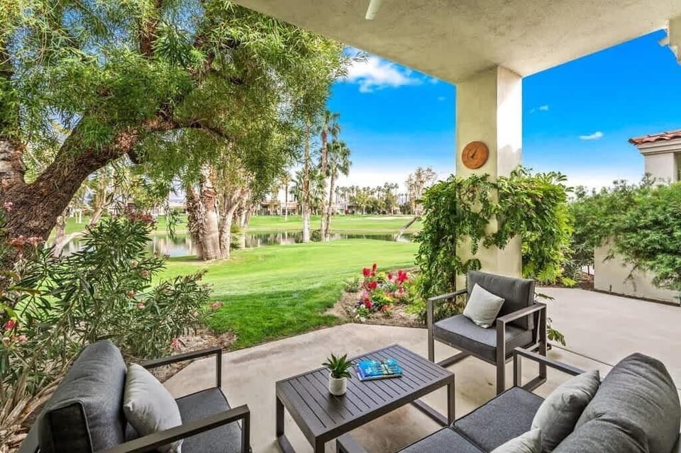 Patio views of the fairway and pond