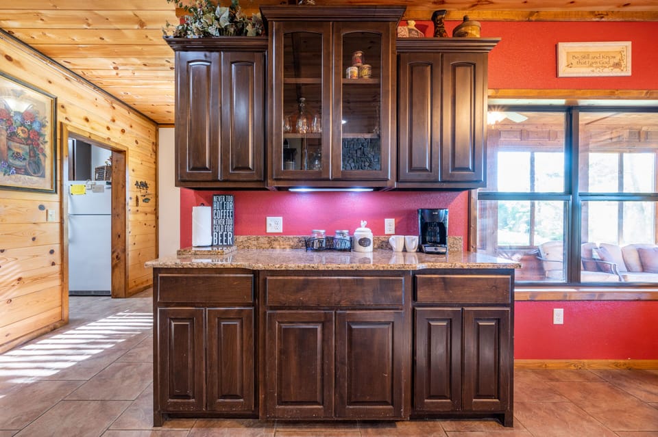 Kitchen coffee bar with Keurig and drip coffee to get your day started.