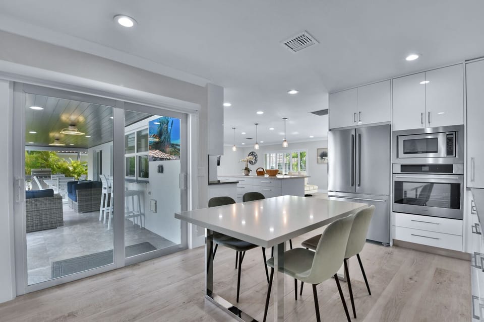 Kitchen is immaculately clean for your arrival, and has all utensils you may require.