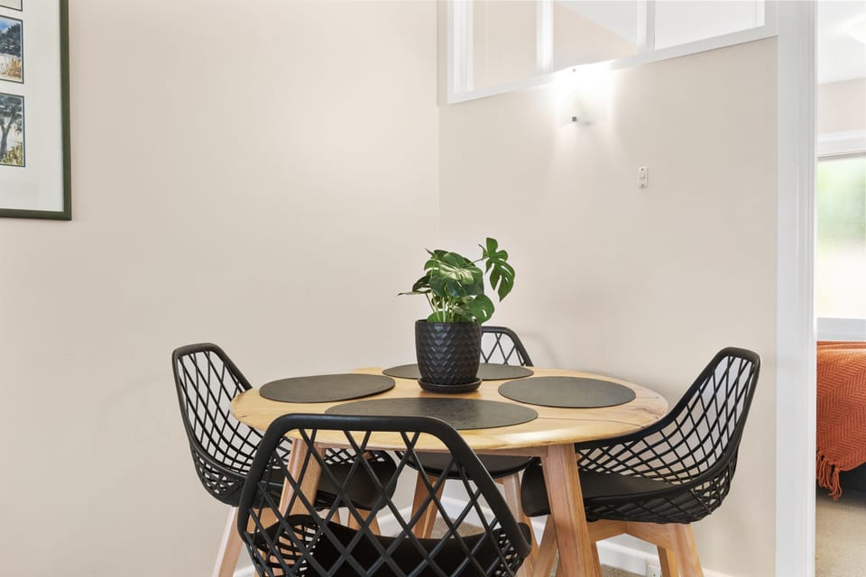 Dining area, showing a Tasmanian Oak table.