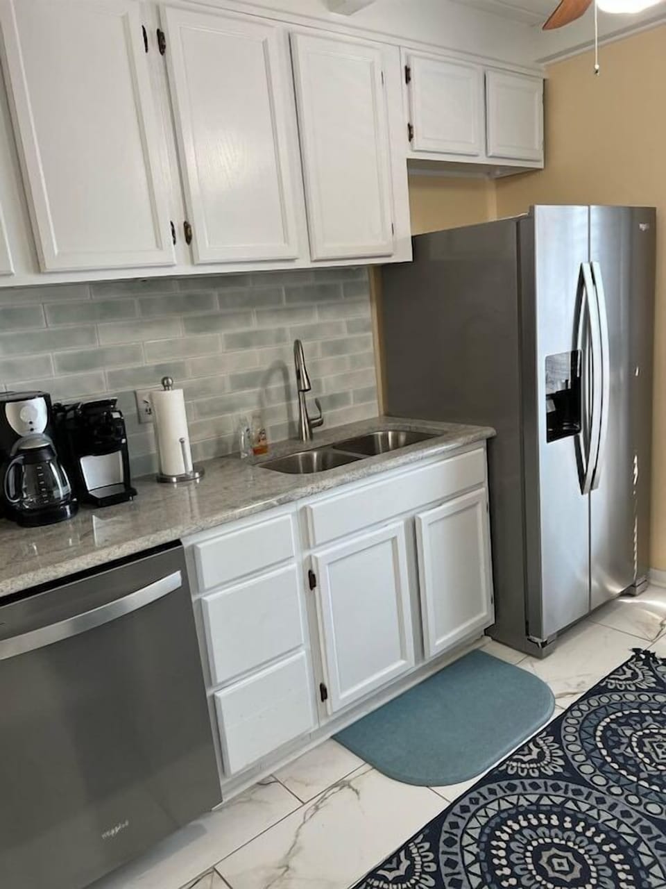 filtered water from refrigerator, refrigerator with ice maker,  dishwasher