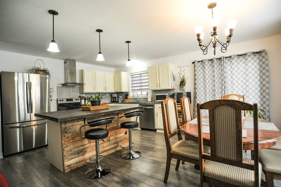 Kitchen open to dining room