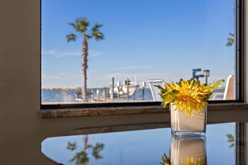 Artsy photo of view towards our dock from the nook area