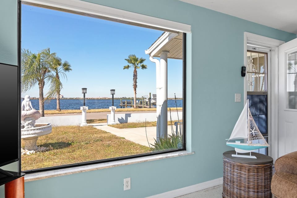 Picture window from living room looking toward our dock