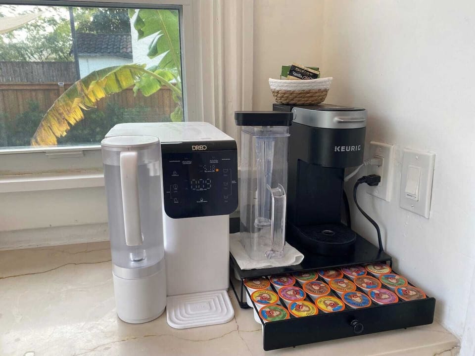 Beverage station.  Filtered water and Keurig coffee bar.  Mr Coffee machine also available.