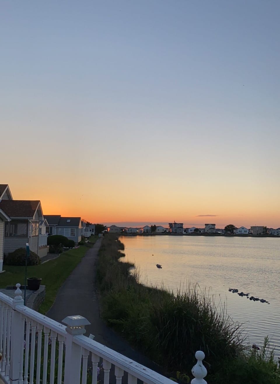 Sun setting.  Back deck view