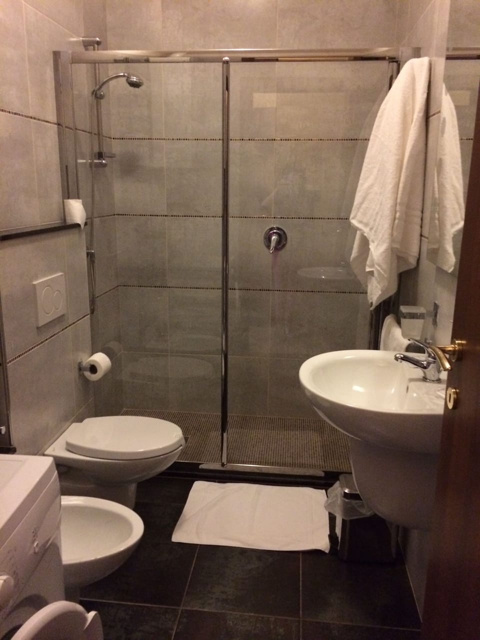 Shower, free toiletries, hair dryer, bidet