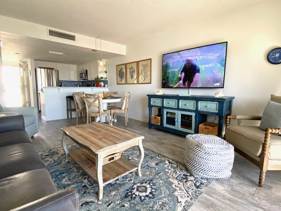 Living room Entertainment area- 65" HD LED Smart TV and board games for family