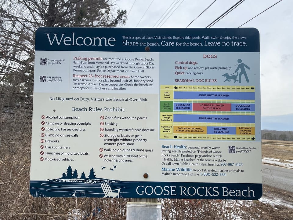 Goose Rocks Beach Rules - including dog time-of-day restrictions by season
