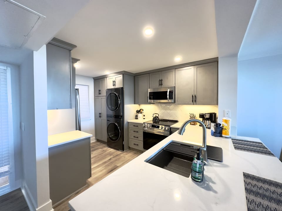 Kitchen with wine refrigerator 