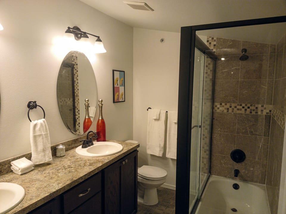 The Master Bathroom has a custom shower enclosure.