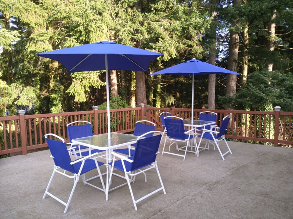 Enjoy the sights and sounds of nature on the large balcony.