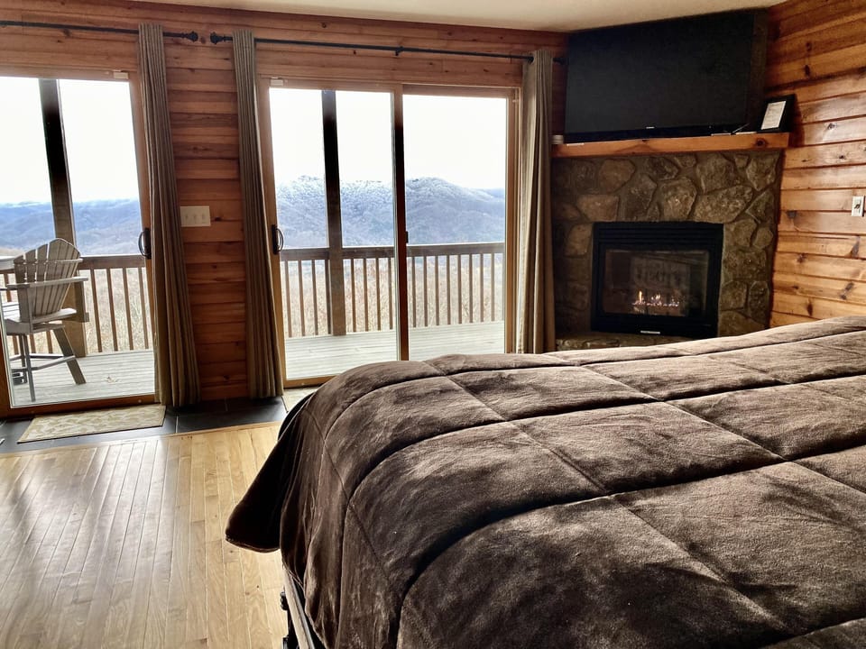 Cozy Fire - Snow Capped Mountains - and the Hot Tub is a few steps away...