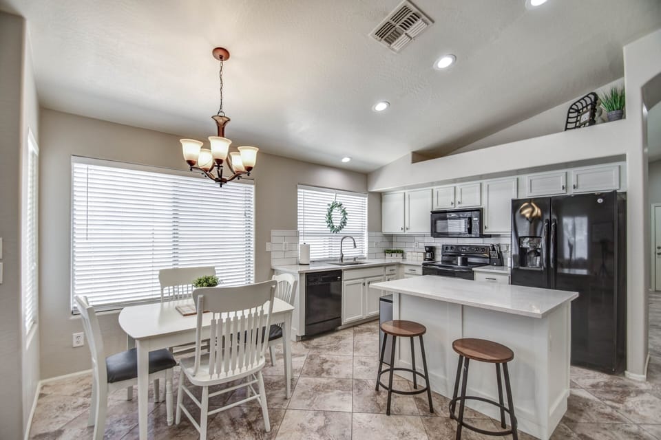 Fully equipped kitchen for preparing and cooking meals