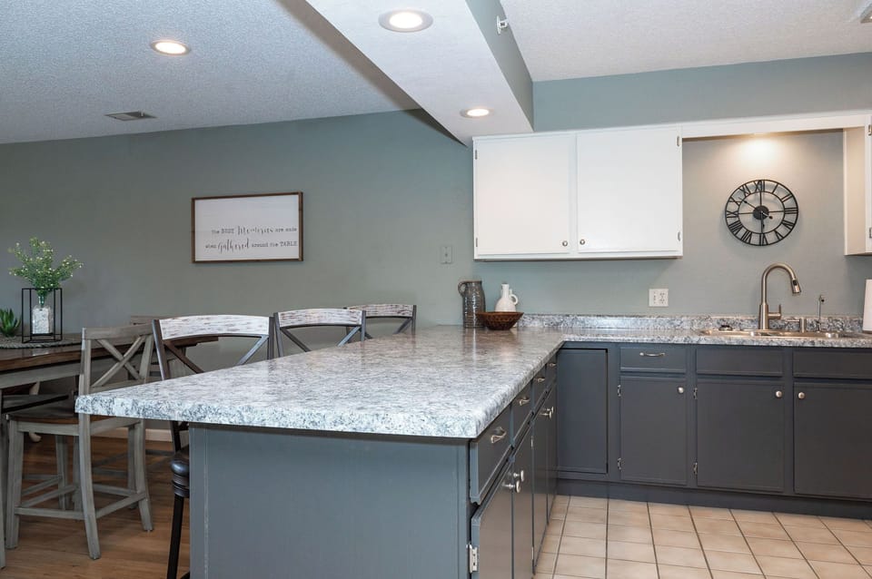 Our spacious unit has a fully stocked kitchen. 
