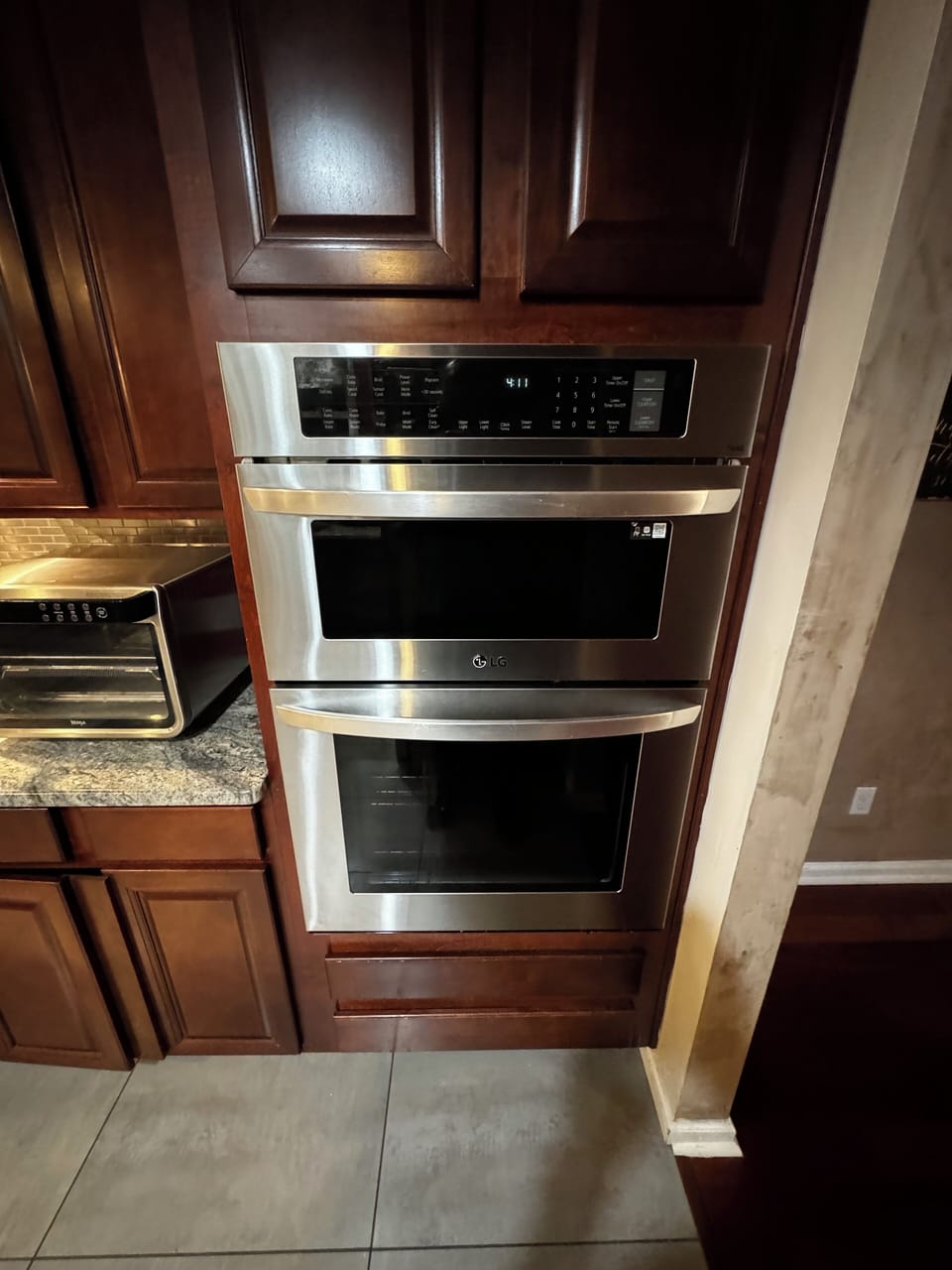 Stainless steel Microwave and oven.