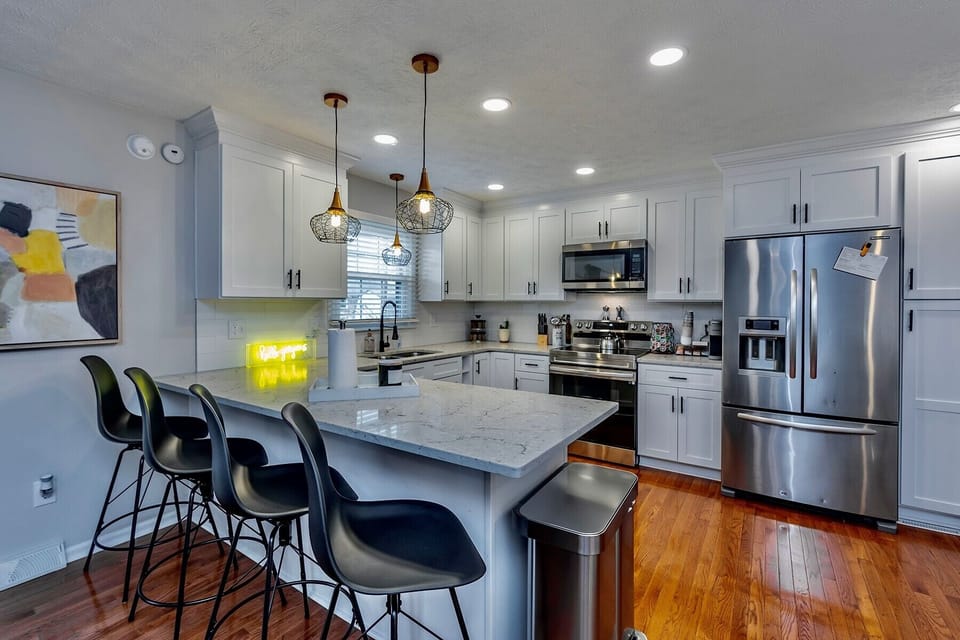 Renovated kitchen is fully stocked with what you need to cook your favorite meal