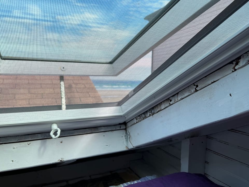 Ocean view out of the loft skylight.