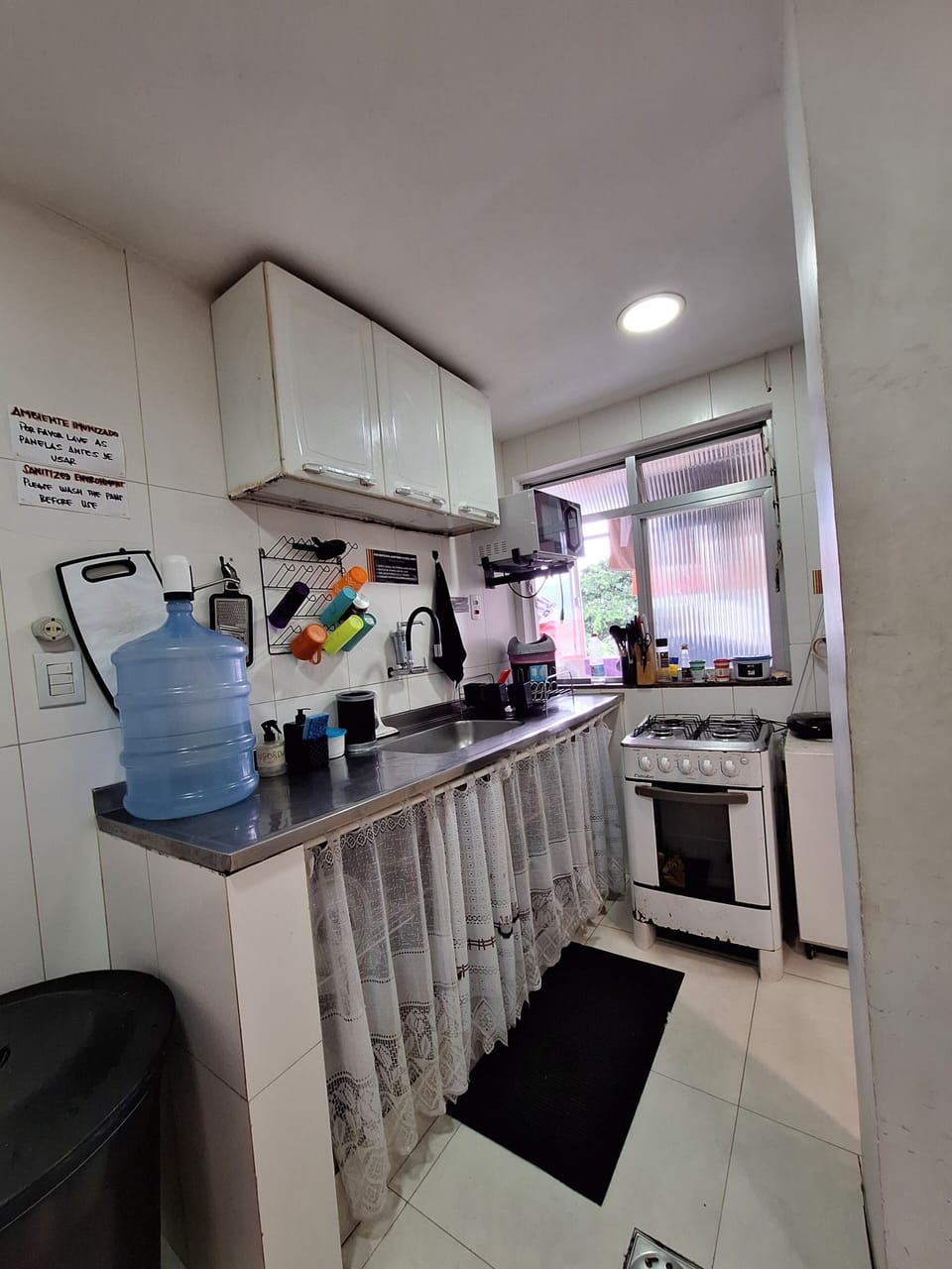 Full-size fridge, microwave, oven, blender