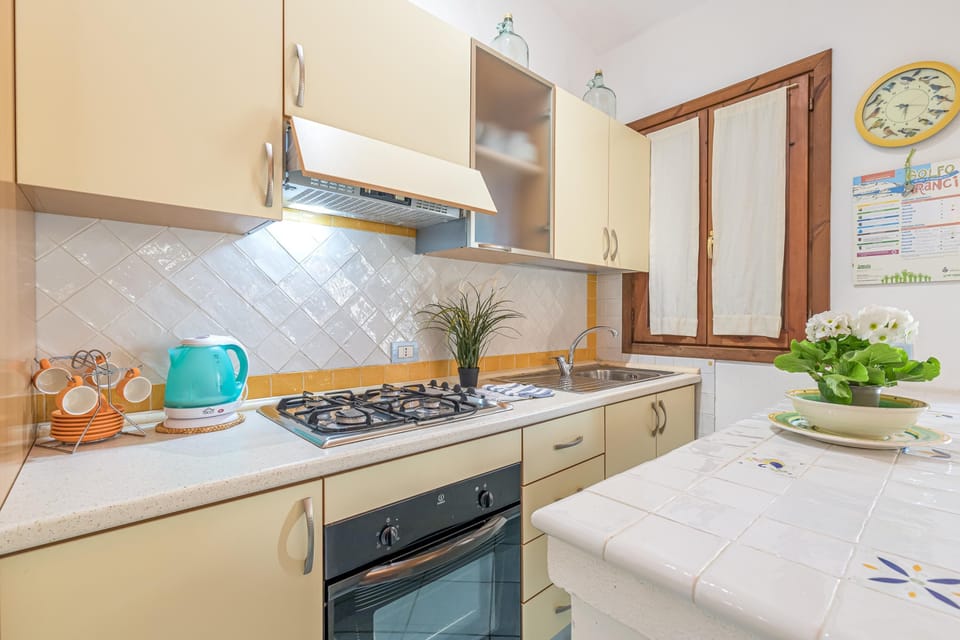 Family Apartment, 1 Bedroom, Terrace (Blue&Green House With Shared Pool) | Private kitchenette | Stovetop, electric kettle, dining tables