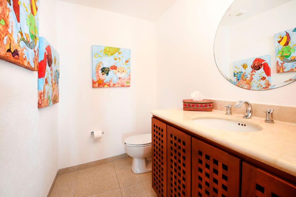Simple and clean bathroom with coastal accents