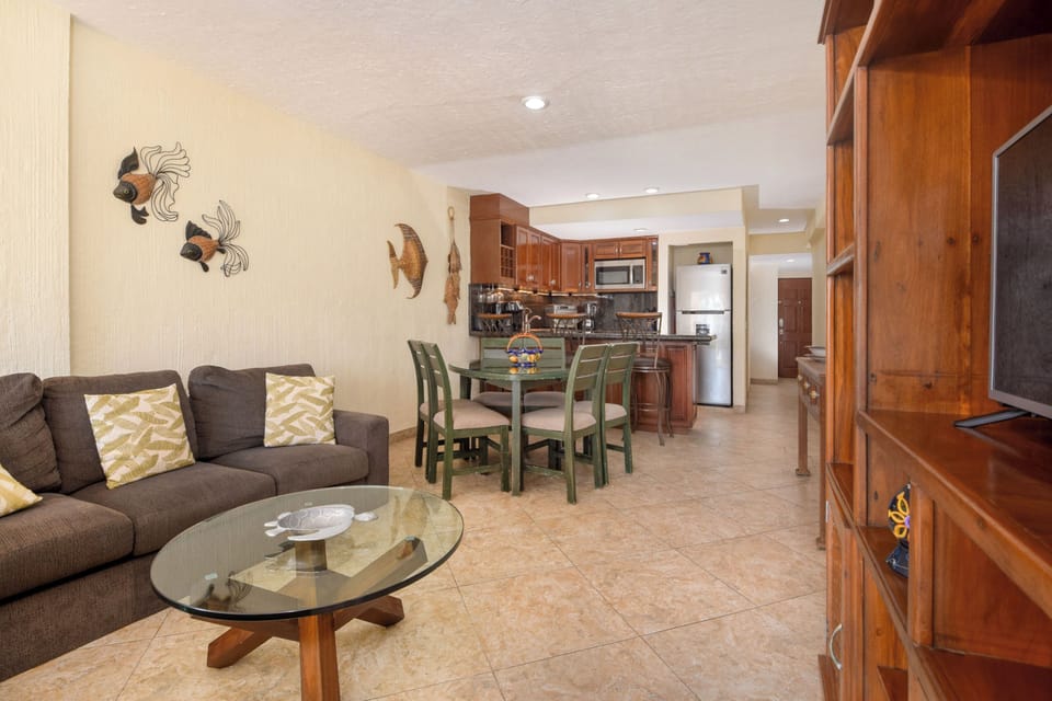 Plenty of comfortable seating in the living room with patio access