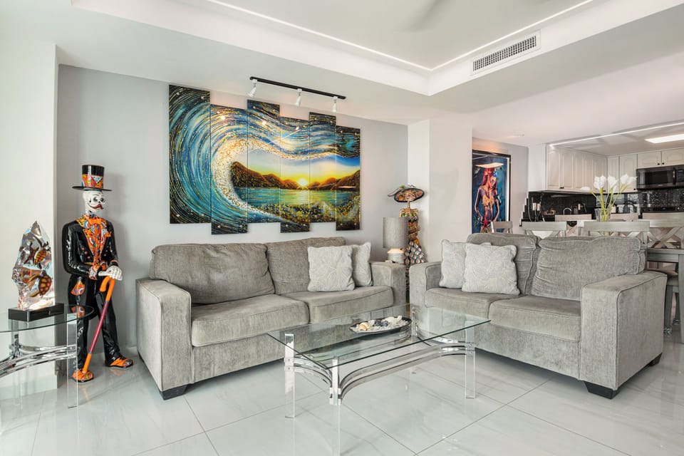 Unwind in central AC to cool down and relax on plush furniture.